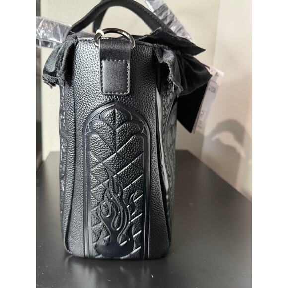 Loungefly Disney Villains Stained Glass Windows Black Tote Crossbody Bag NWT - Picture 4 of 7